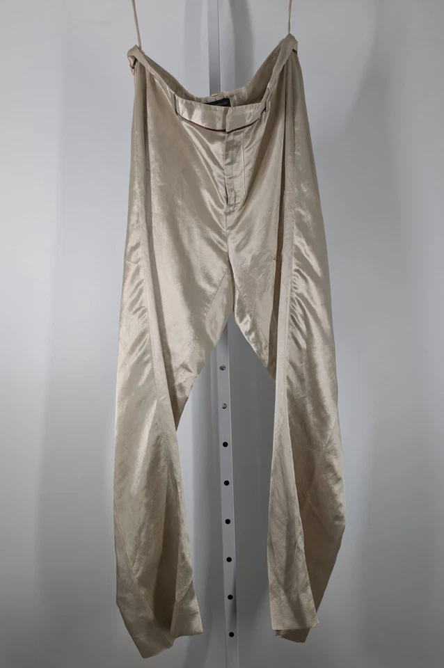 Banana Republic 2001 年春季金色亚麻人造丝金属阔腿裤 3230 — 第 4/4 张图片