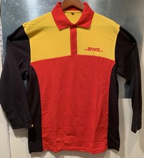 DHL Uniform Cotton Blend 3 Button Polo LONG Sleeve Mens Medium NWOT