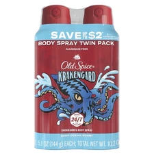 Old Spice Aluminum Free Body Spray for Men, Krakengard, 5.1 Oz New (Pack of 2)