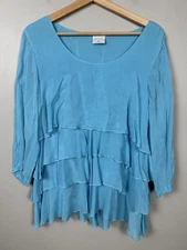Click by color me Blue Tiered Layered Flowy Blouse Fairy Cottagecore Whimsi