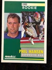 1991 Pinnacle Phil Hansen Rookie Football Card Defensive End #294 Mint Condition. rookie card picture