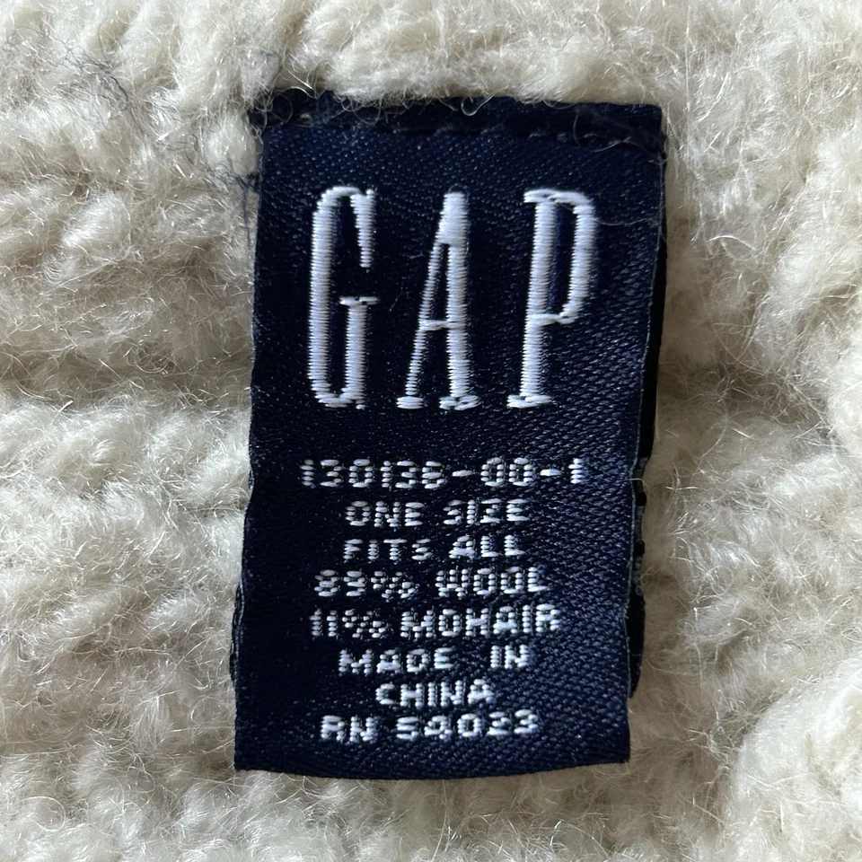 Bufanda tejida con cable marfil lana y mohair Gap 2001 vintage OSFA OG Preppy Foto 3 de 4