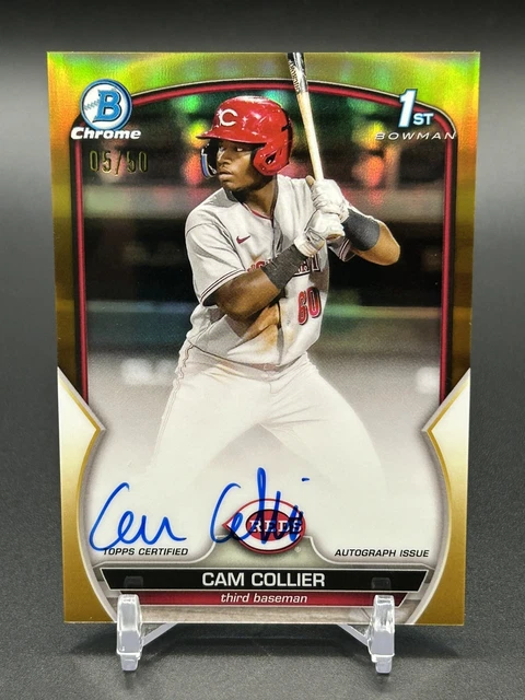 2023 Bowman Chrome CAM COLLIER #5/50 TRUE GOLD AUTO REFRACTOR 1ST CPA-CC REDS