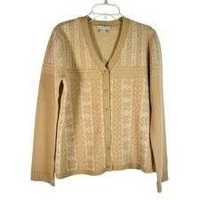 J Crew Lambswool Fair Isle Cardigan Sweater Button Front Size S