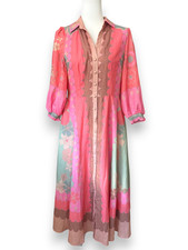 NWT 3/4 Sleeve V-Neck Coral Linen Floral Midi Shirt Dress Ave the Label Size 14