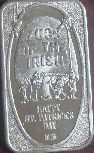 1976 USSC Luck of The Irish Happy St Patrick's Day 1 oz .999 Fine Silver Bar