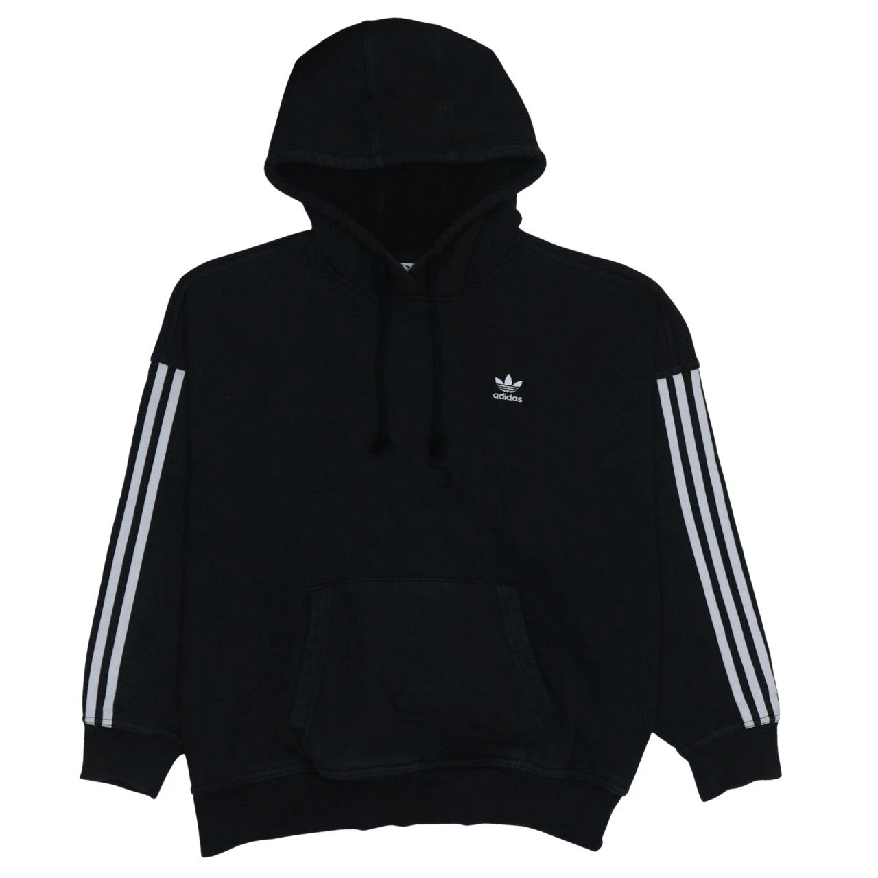 Adidas Womens Black Size 10 Pullover Hoodie with 3 Stripes Logo