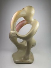 Portagioie Besmo Intagliato a Mano Alabaster Statua Etnico Arte