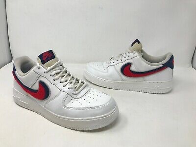 Nike Air Force 1 Low 3D Chenille Swoosh White Red Blue Men's - 823511-106 -  US