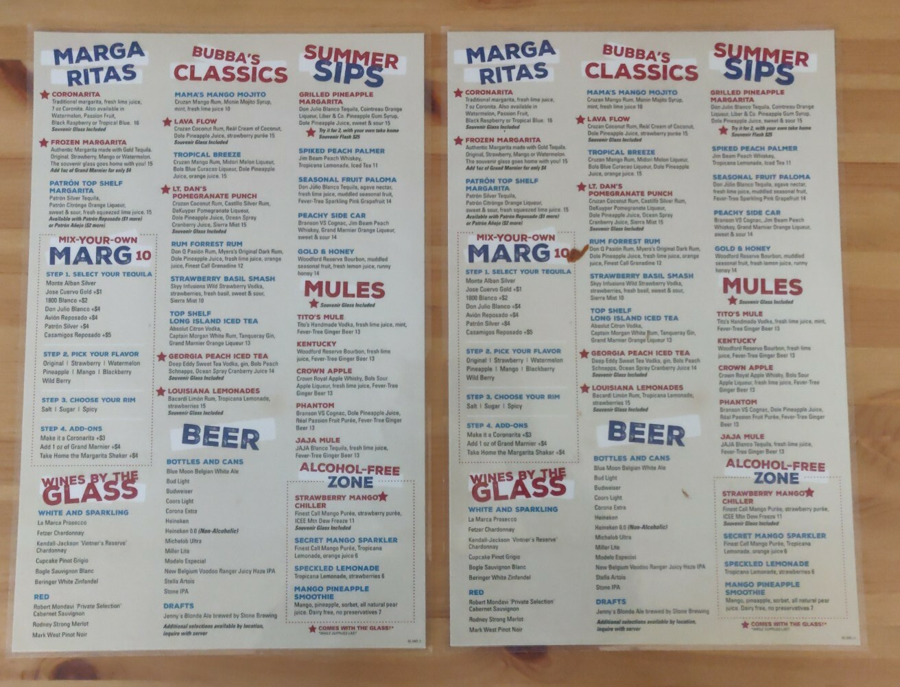 2 BUBBA GUMP Restaurant Menus, Famous, Popular in Las Vegas, Larger ...