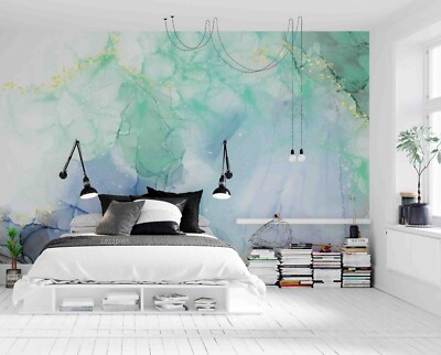 3D Watercolor Green Marble Texture Wallpaper Wall Murals Removable Wallpaper