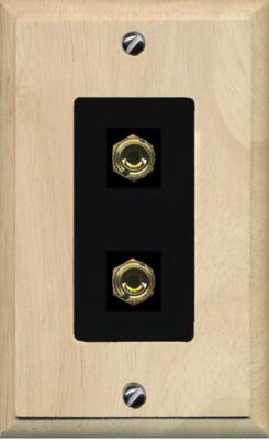 2 Port Banana Jack Plug 1 Speaker Wall Plate 1 Gang Wood Black Home Theater AV