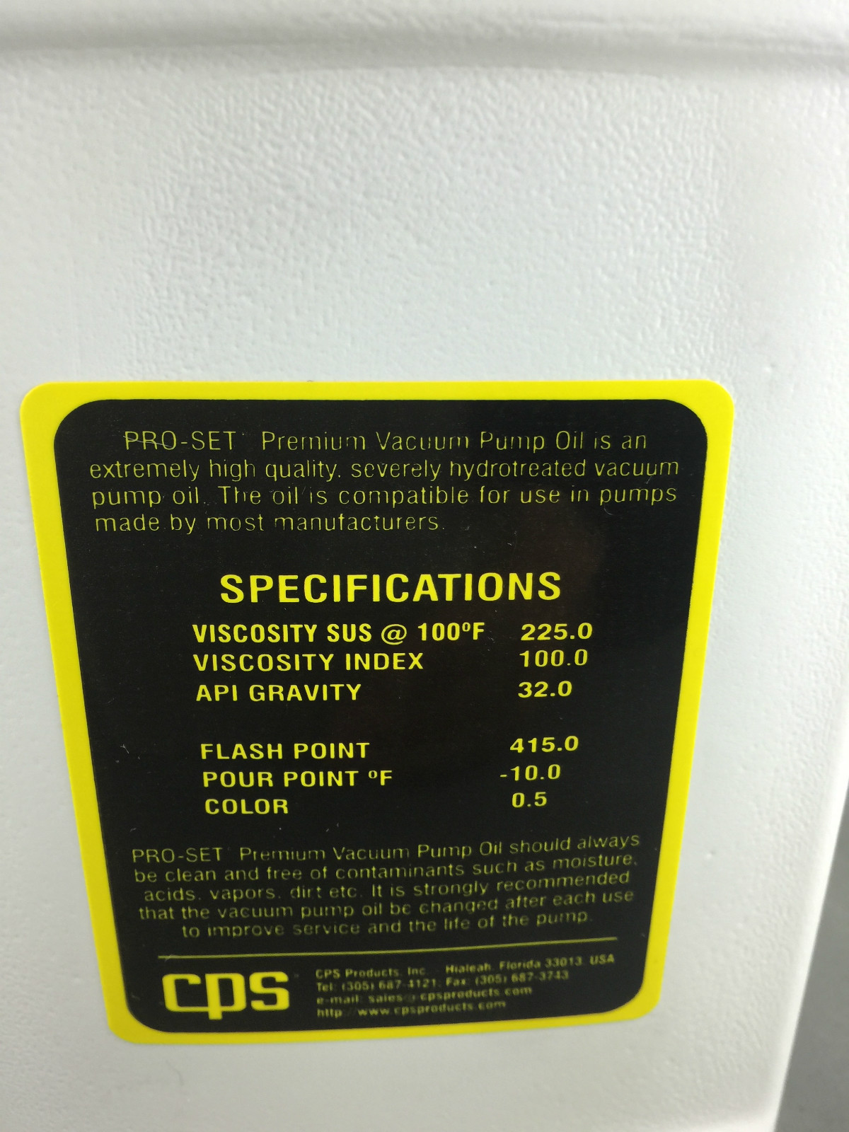 PROSET CPS PREMIUM VACUUM PUMP OIL 950mLt 32OZS VPOG Viscosity SUS100F 2 eBay