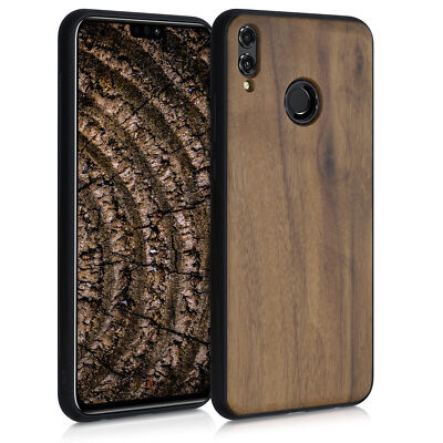 Holz Schutzhülle für Honor 8X Hardcase TPU Bumper Walnussholz Hülle Handyhülle