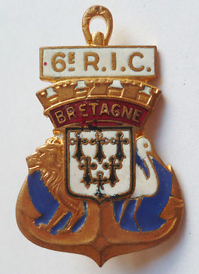 Insigne 6° RIC BRETAGNE 1939/40 Régiment Infanterie Coloniale AB dép. ORIGINAL