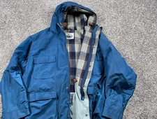 VTG Woolrich Wool Lined Zip Parka Jacket Adult XL Blue Talon Zipper Mountain