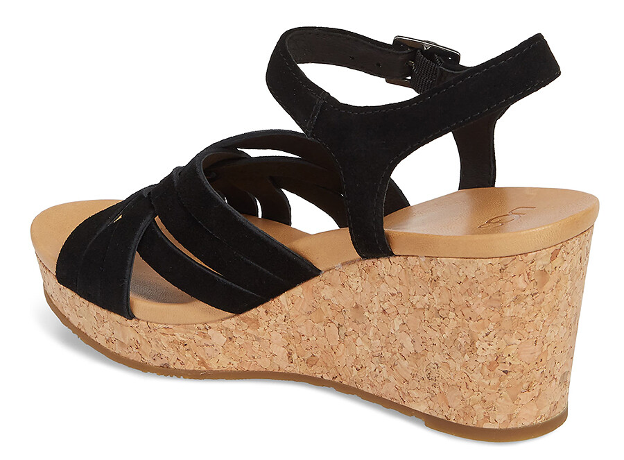 New UGG Uma Wedge Leather Sandal Women Shoes Sz 9.5 Sz 10 blk eBay