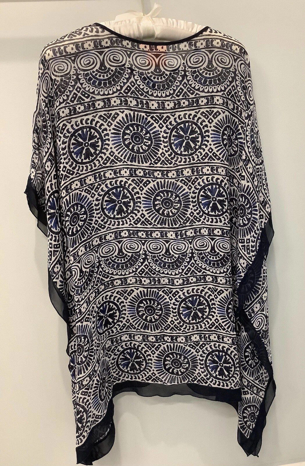 Abito tunica seta Tory Burch Ravello blu caftano copricostume spiaggia nuoto XS S 2 4 US INtime OTTIMEioni