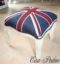 Casa Padrino Baroque Footstool Union Jack / Cream - Stool English Flag
