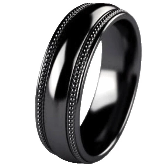 Family & Friends Black Titanium Rings for Men
