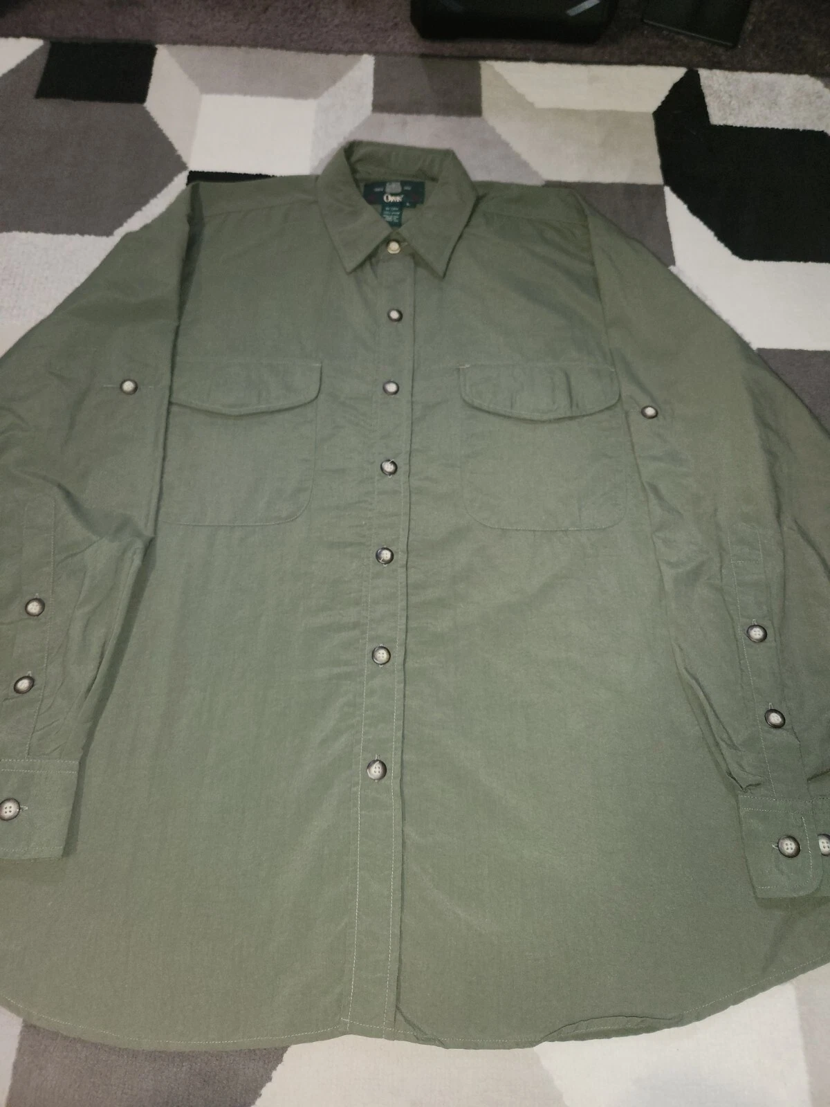Orvis Mens Large Vented Hiking Fishing Outdoor Button Down Long Sleeve Shirt