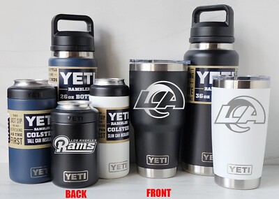 LA Rams YETI Laser Engraved Tumblers, Can Colsters and LA Rams YETI Laser Engraved Tumblers, Can Colsters and