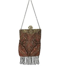 Antique Gorgeous Brown Micro Beaded 1920s Flapper Girl Purse Needs Small Repair