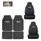 New 7pc Jeep Rubber Floor Mat Set Front Seat Covers License Plate Frame