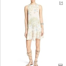 Intimately Free People Slip Dress Boho Mixed Print Tea Combo Open Back Small 