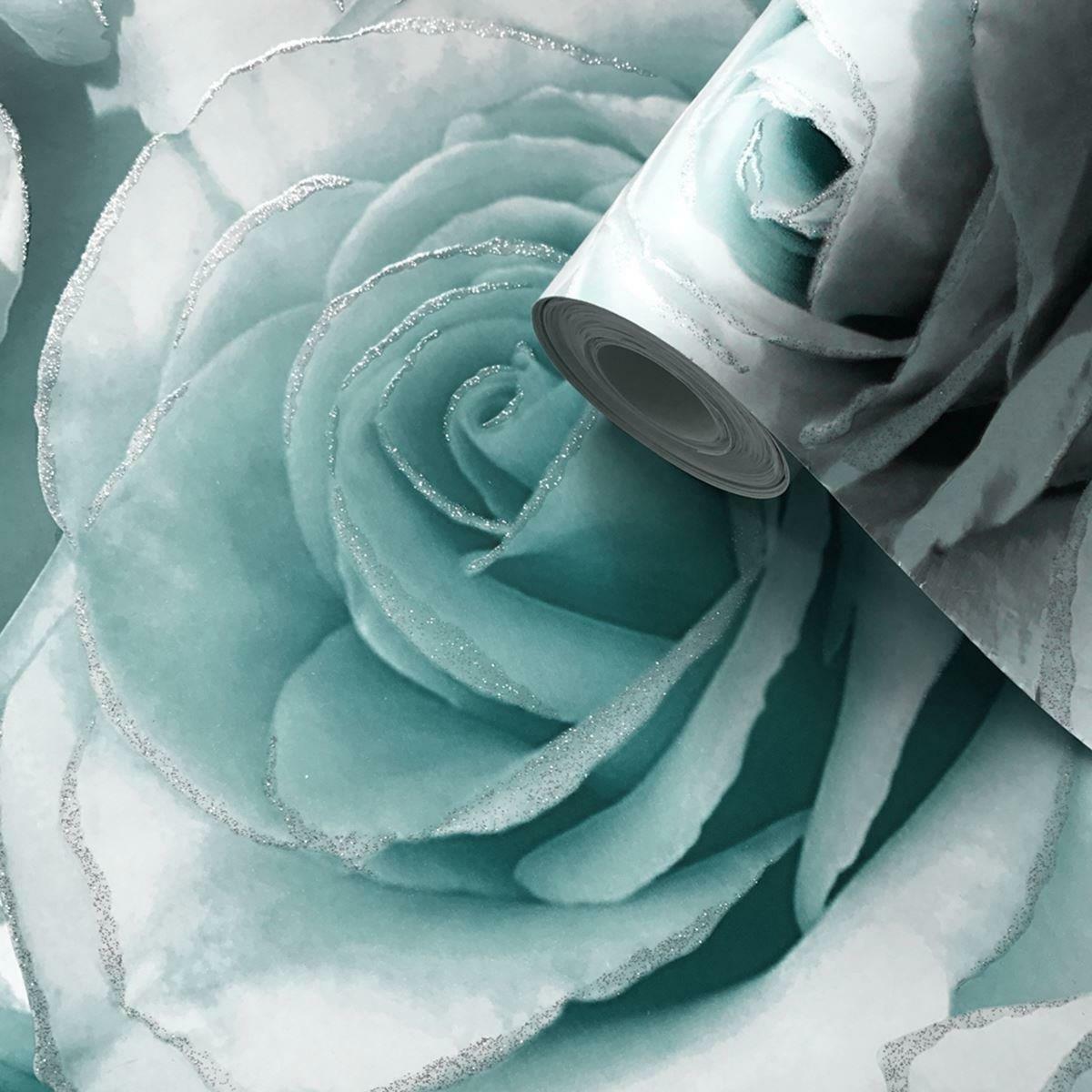 Madison Glitter Aqua Wallpaper Floral Living Room Bedroom Wallpaper Wall Paper Rolls - Image 3