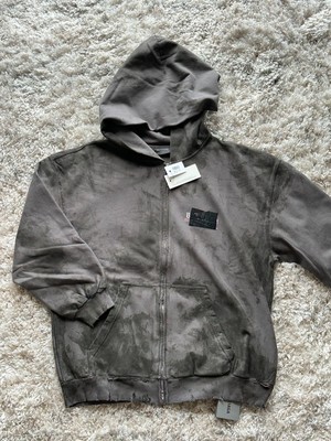 Sweat à capuche Balenciaga Gaffer zippé gris boue vieilli taille M