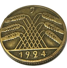 1924 J  GERMANY 10 RENTENPFENNIG - DEUTSCHES REICH FINE CONDITION