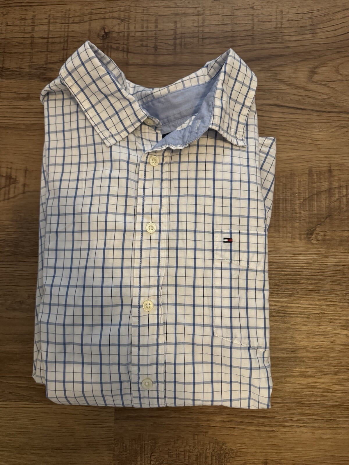 Tommy Hilfiger Men's 2XL White Plaid Long Sleeve Button-Down Shirt