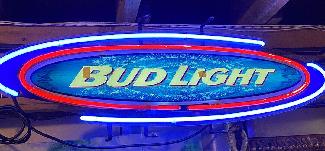 VTG 90's Bud Light Beer Neon Sign 34x12”Works Budweiser VTG 90's Bud Light Beer Neon Sign 34x12”Works Budweiser