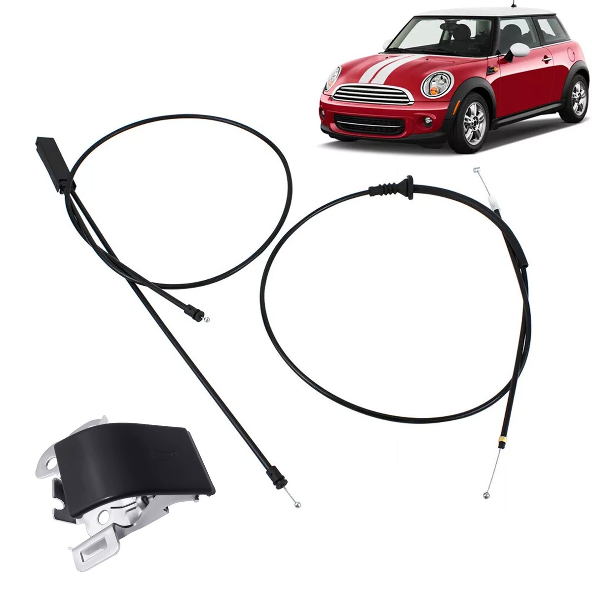 Hood Release Handle + Cable Set For 2007-2013 Mini Cooper R55 R56 R57 – Black, 2-Piece