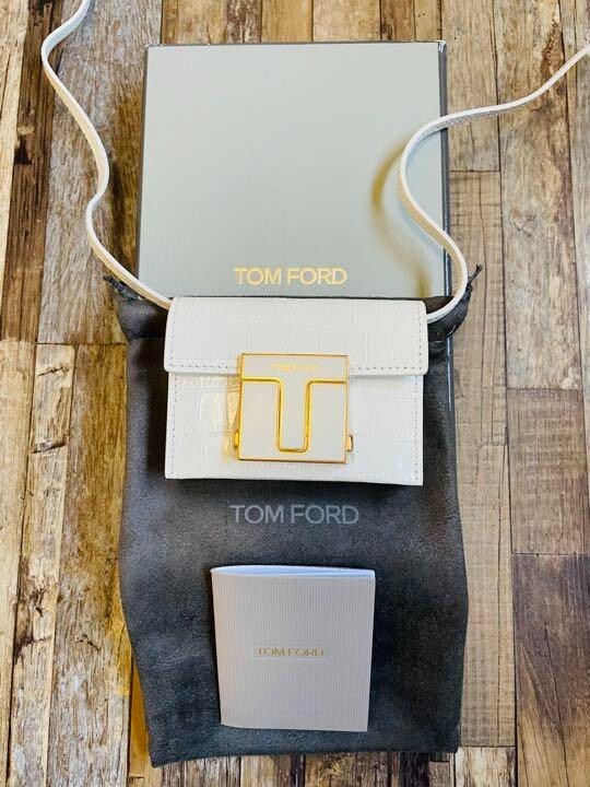 TOM FORD Shoulder Bag White Leather x Gold Mini Accessories TOM FORD Shoulder Bag White Leather x Gold Mini Accessories