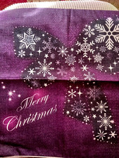 NEW MERRY CRISTMAS LINEN Pillow Case Cover. 17 1/2" sq.w.Zipper.STARS,SKY .11