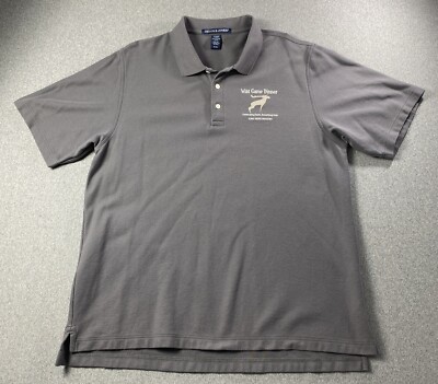 Devon  & Jones Mens Polo Shirt Sz XL  Gray  WILD GAME DINNER Logo 100%  Cotton