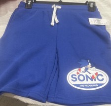 Sonic The Hedgehog Active Shorts Boys Size L 14/16 Blue Pull On Elastic Waist