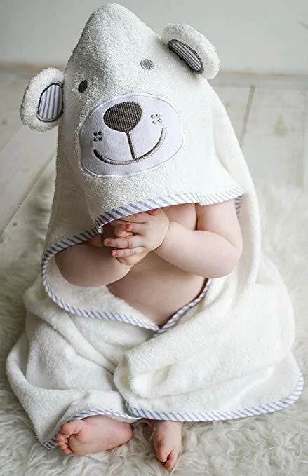 Organic Bamboo Hooded Baby Bath Pool Beach Towel & Washcloth Soft Hypoallergenic