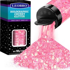Pink Chunky Glitter 160g Iridescent Flakes for Crafts Resin Nail Art DIY