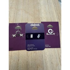 Claire's Luxe Butterfly  Baguette Cubic Zirconia Earrings Sterling Silver NEW