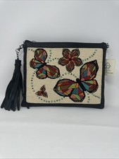 Mary Frances Leather Beaded Tassel Convertible Crossbody Butterfly