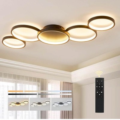 BAYHT Deckenleuchte (ohne Fernbedienung) LED Wohnzimmerlampe Schwarz Runde LED