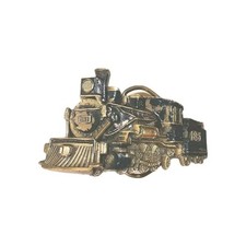 Vintage Blac  Brass Belt Buckle Train Locomotive 1981 USA Great American H275