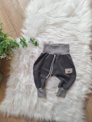 NEU Handmade Pumphose Gr. 68 74 80  Leinen Musselin Jungen Mädchen Grau
