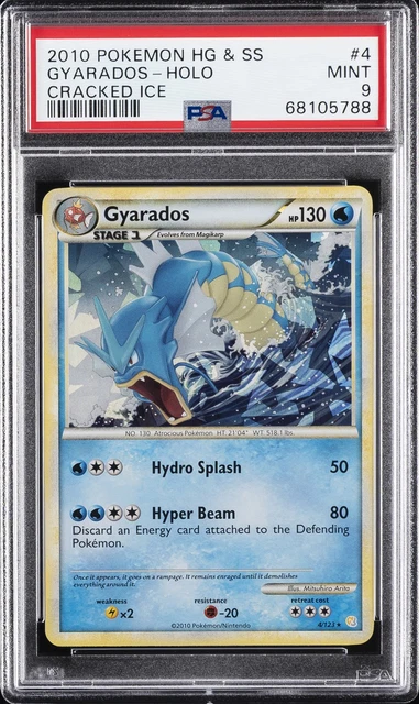 2010 POKEMON HEARTGOLD & SOULSILVER CRACKED ICE #4 GYARADOS-HOLO PSA 9