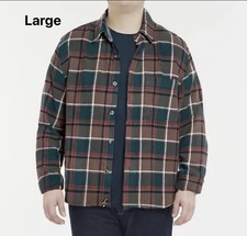 Eddie Bauer Men's 100 Cotton Brushed Twill Flannel Shirt Mocha Overland Plaid L