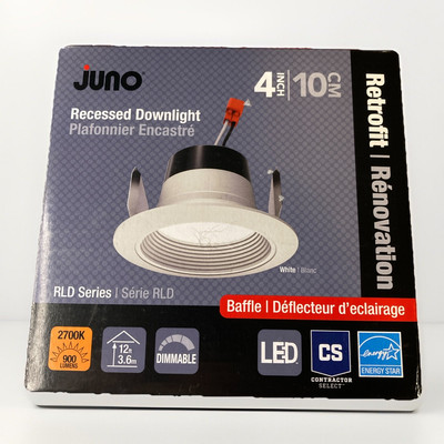  Juno Retrofit 4RLD G4 4 in White  LED 2700K 946 Lumens Recessed Trim New in Bx