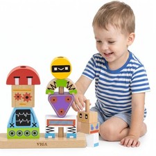 Viga Robots Pyramidenpuzzle + Muster 8 Teile.